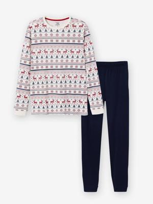 2-delige herenpyjama familie Kerstmis nachtblauw