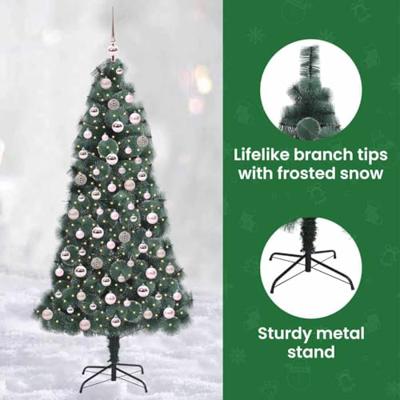 VidaXL Kunstkerstboom met verlichting en ballenset groen 180 cm pet