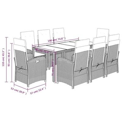 9-delige Tuinset poly rattan zwart