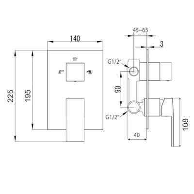 Douchekraan Inbouw Sapho Latus Mengkraan Afbouwdeel 3-weg Chroom Sapho Douchekraan Inbouw Sapho Latus Mengkraan Afbouwdeel 3-weg Chroom Sapho