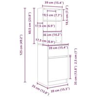 Nachtkastje 39x35x125 cm bewerkt hout betongrijs - thumbnail