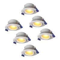 Set van 6 Lima LED inbouwspots - 4 Watt 345 lumen - 2700K Warm wit - GU10 - Dimbaar - Rond - Kantelbaar - IP65 Waterdicht - Wit - Voor binnen, buiten en badkamer - thumbnail