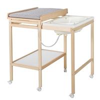 Verschoontafel met schuifbad - ROBA - Inclusief waterafstotend matras Roba stijl Grijs - Opbergplank - Natuurlijk hout - thumbnail