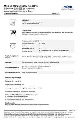 Mipa transparante lakken 2k clear paint spray 400m high gloss