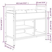 Schoenenbankje 65,5x32x57,5cm bewerkt hout gerookt eikenkleurig - thumbnail