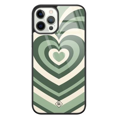 iPhone 12 Pro glazen hardcase - Hart swirl groen