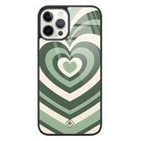 iPhone 12 Pro glazen hardcase - Hart swirl groen - thumbnail