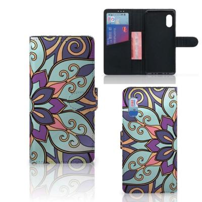 Samsung Xcover Pro Hoesje Purple Flower | Portemonnee hoesje Samsung Xcover Pro Hoesje Purple Flower | Portemonnee hoesje