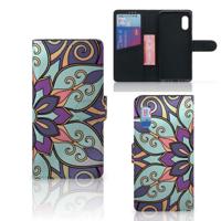 Samsung Xcover Pro Hoesje Purple Flower | Portemonnee hoesje - thumbnail