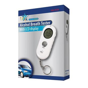 Alcoholtester met LCD display in sleutelhangerformaat met LED-zaklamp Alcoholtester met LCD display in sleutelhangerformaat met LED-zaklamp