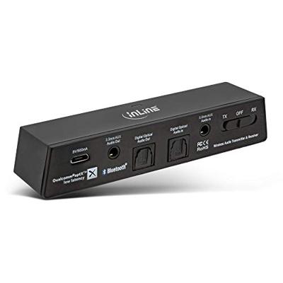 InLine® Bluetooth audio transceiver, zender/ontvanger, BT 5.0, aptX LL, jack + Toslink 99151I