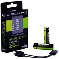 Verico LoopEnergy AA USB-C® 2550mWh Oplaadbare batterij (USB-C) Li-ion 1700 mAh 1.5 V 2 stuk(s) - thumbnail