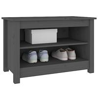 VidaXL Schoenenbank 70x38x45,5 cm massief grenenhout grijs - thumbnail