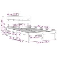 Bedframe met hoofdeinde Wit 120 x 200 cm Massief grenenhout - thumbnail