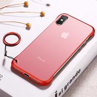 Frosted anti-skidding TPU beschermhoes met metalen ring voor iPhone XS Max (rood) - thumbnail
