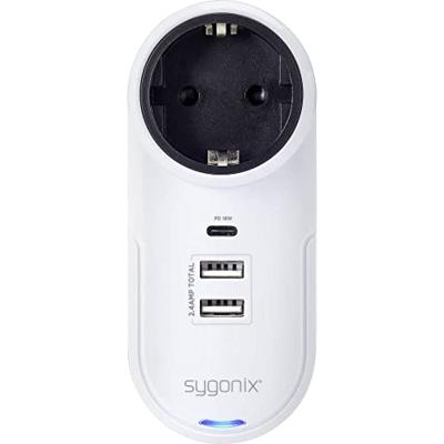 Sygonix TY1825 USB-oplader 18 W 2x USB-A, 1x USB-C, Randaarde stopcontact Wit Binnen