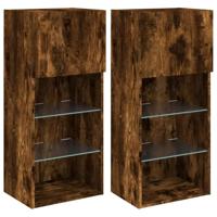 Tv-meubels met LED-verlichting 2 st 40,5x30x90 cm gerookt eiken - thumbnail