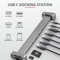Trust Dalyx 10-In-1 Usb-C-Dockingstation, HDMI-, Netwerk-, Kaartlezer-, USB-C- en USB-A-poorten, met Geïntegreerde Laptopstandaard, voor Laptop, MacBook, Tablet - Grijs - thumbnail