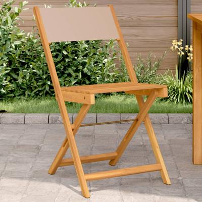 Tuinstoelen 4 st inklapbaar stof en massief hout taupe