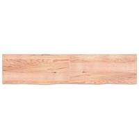 VidaXL Wastafelblad 220x50x(2-4) cm behandeld massief hout lichtbruin - thumbnail