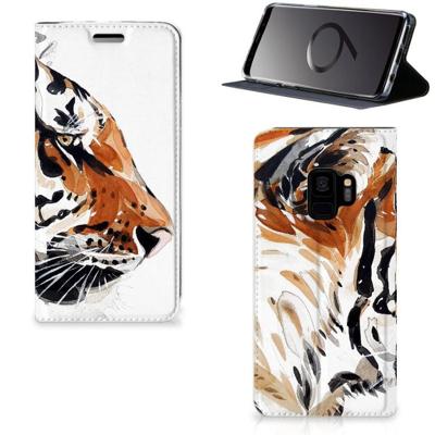 Bookcase Samsung Galaxy S9 Watercolor Tiger Bookcase Samsung Galaxy S9 Watercolor Tiger