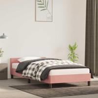 Bedframe met hoofdeinde zonder matras 90x200 cm fluweel roze - thumbnail
