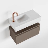 MONDIAZ ANDOR 60cm toiletmeubel smoke. LEX 60cm wastafel talc links 1 kraangat - thumbnail