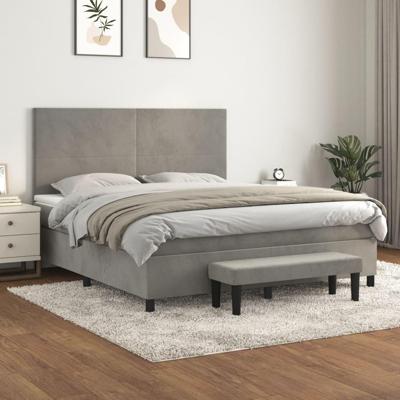 Boxspring met matras fluweel lichtgrijs 180x200 cm