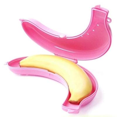 2 PC'S cute 3 kleuren fruit banaan beschermer vak lunch container opbergdoos voor kinderen (roze)
