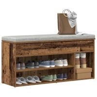 VidaXL Schoenenbank 102x30,5x45 cm bewerkt hout oud houtkleurig - thumbnail