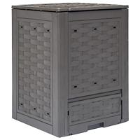 VidaXL Compostbak 300 l 60x60x83 cm kunststof rattan bruin - thumbnail
