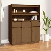 Hoge kast 89x40x116,5 cm massief grenenhout honingbruin - thumbnail