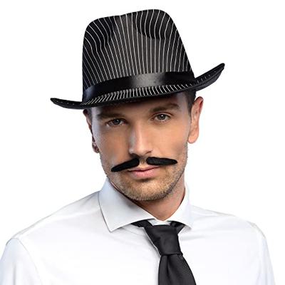Al Capone hoed vilt zwart met streepjes