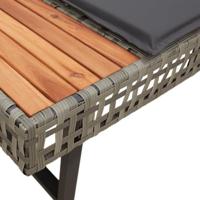 Tuinbank met kussens L-vormig poly rattan en acaciahout grijs - thumbnail