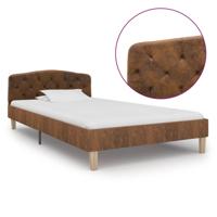 vidaXL Bedframe kunstsuède bruin 100x200 cm - thumbnail