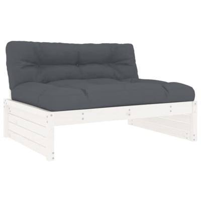 5-delige Loungeset met kussens massief hout wit