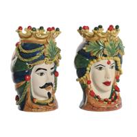 Grondlegger Home ESPRIT Groen Multicolour Porselein 20 x 20 x 29 cm (2 Stuks) - thumbnail