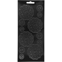 Creativ Company Stickers, bloemen, vel 10x23 cm, zwart, 1 vel - thumbnail