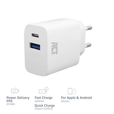 ACT USB-A & USB-C 20W snellader