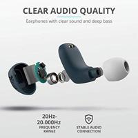 Trust Mobile Nika Compact Draadloze Bluetooth Oordopjes Wireless Earphones, 18 uur speeltijd in totaal, ingebouwde microfoon, TWS, standaard, Blauw - thumbnail