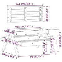 Picknicktafel met zandbak voor kinderen grenenhout wasbruin - thumbnail
