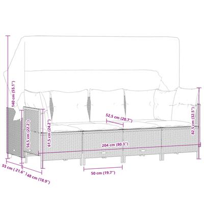 5-delige Loungeset met kussens poly rattan beige - thumbnail