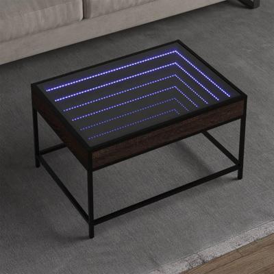 Salontafel met Infinity LED 70x50x41 cm bruin eikenkleurig