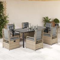 7-delige Tuinset met kussens poly rattan beige - thumbnail