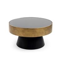 By-Boo Salontafel 'Bunga' 75cm zwart/goud met glazen blad - thumbnail