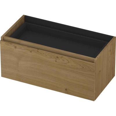 INK - Onderkast 1L met Binnenlade Greeploos Houten Keerlijst Fineer Zonder Sifonuitsparing in Binnenlade - 900x450x400 Mm - Natur Fineer