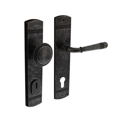 Intersteel voordeurbeslag Helena PC92mm met kerntrekbeveiliging - oud grijs