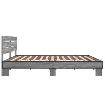 Bedframe bewerkt hout metaal grijs sonoma eiken 200x200 cm - thumbnail