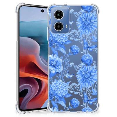 Case voor Motorola Moto G34 Flowers Blue Case voor Motorola Moto G34 Flowers Blue