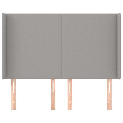 Hoofdbord met randen 147x16x118/128 cm stof lichtgrijs - thumbnail